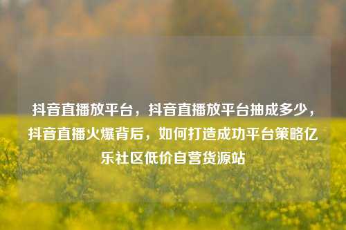 抖音直播放平台，抖音直播放平台抽成多少，抖音直播火爆背后	，如何打造成功平台策略亿乐社区低价自营货源站  第1张